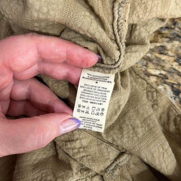 Free People Feel It Still Snap Button Front Blouse Top In Tan Sand Size S - Picture 6 of 8